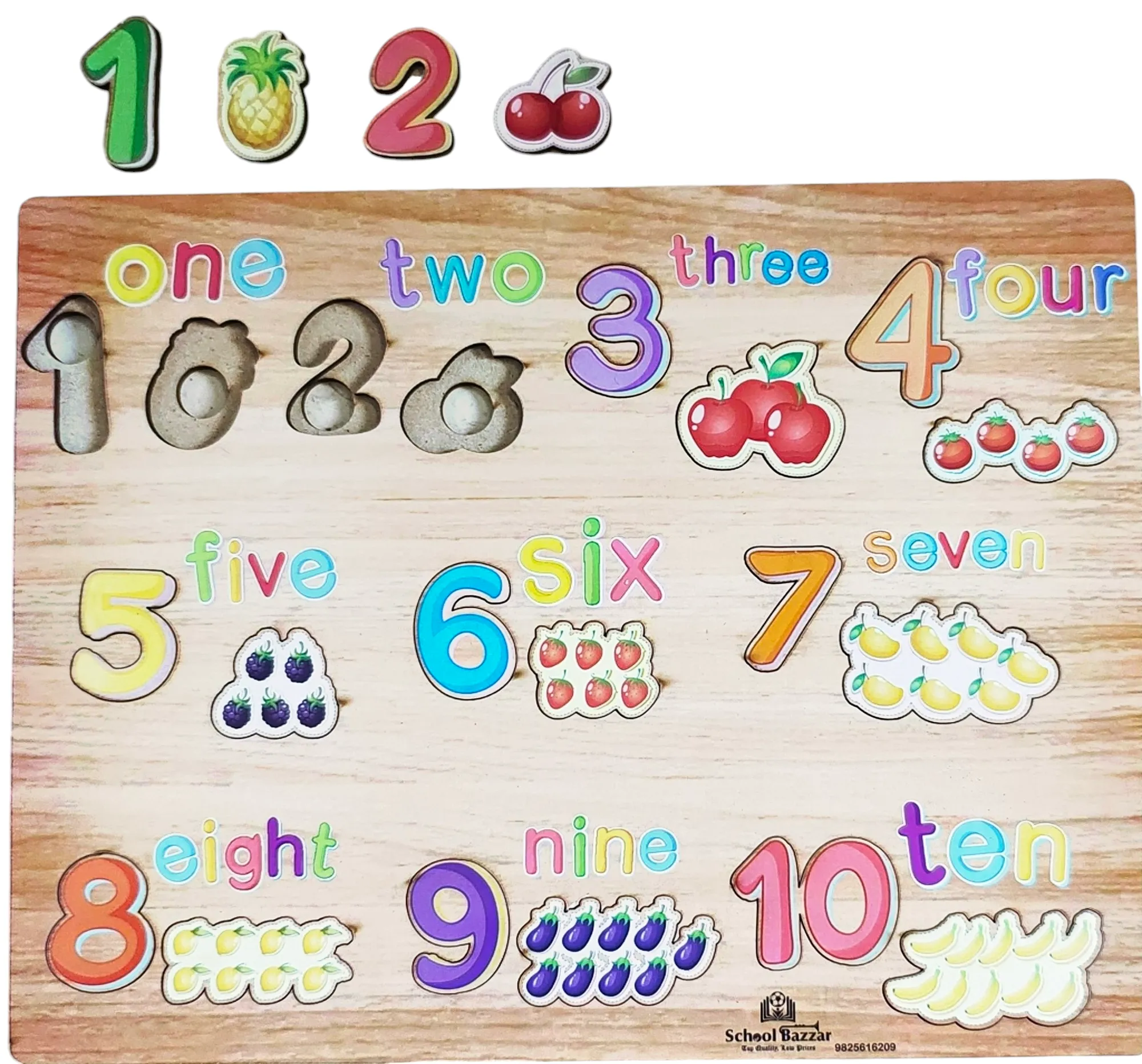 1 to 10 Numbers Wooden Puzzle MDF Board Size 8 inch × 11 inch
