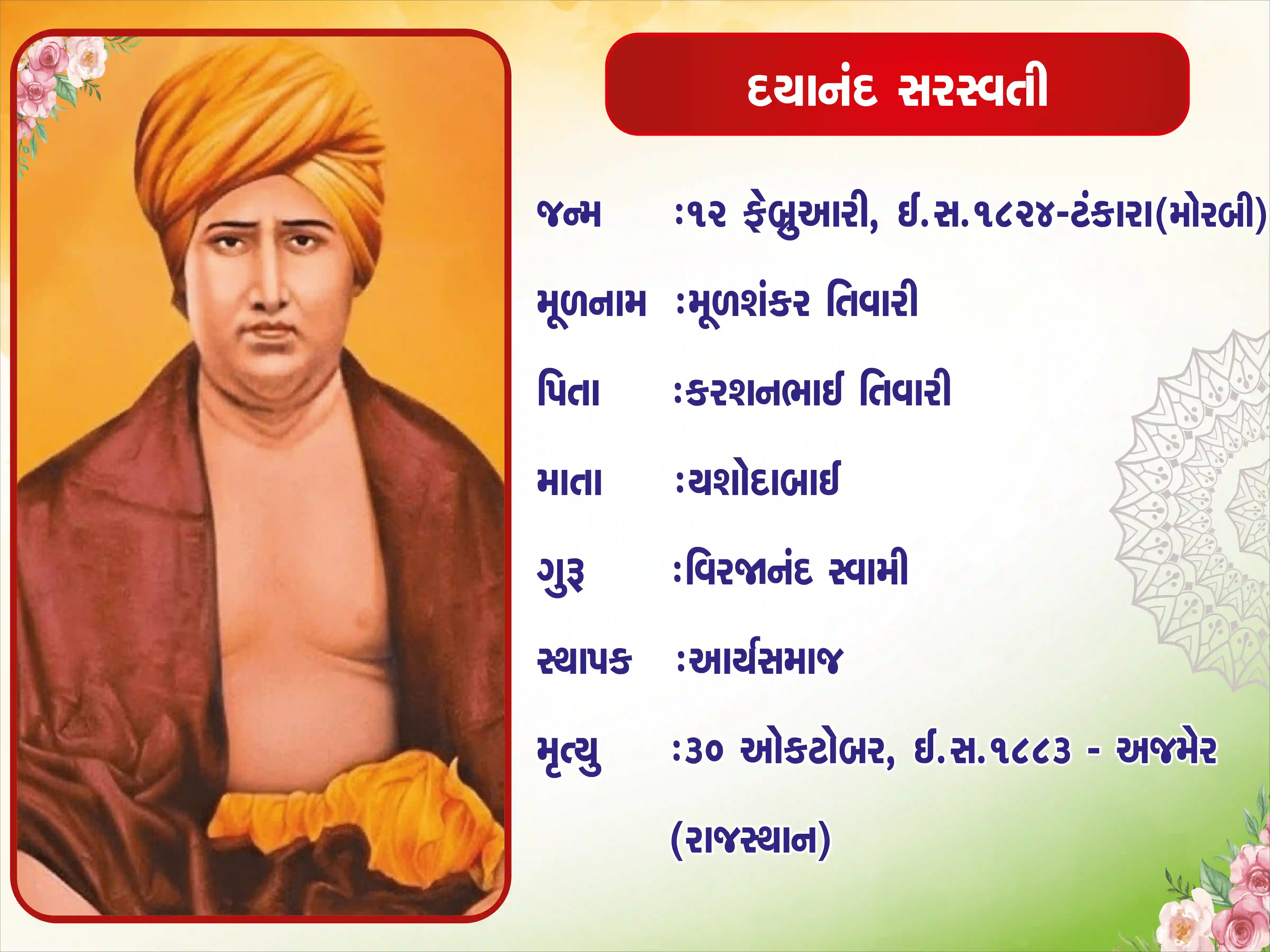 Dayanand Sarswati 2feet * 1.5feet 5mm Foam Sheet