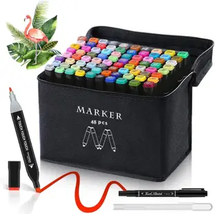 Dual Tip Art Markers-48 48 PCS Bullet and Calligraphy Alcohol Ink Marker