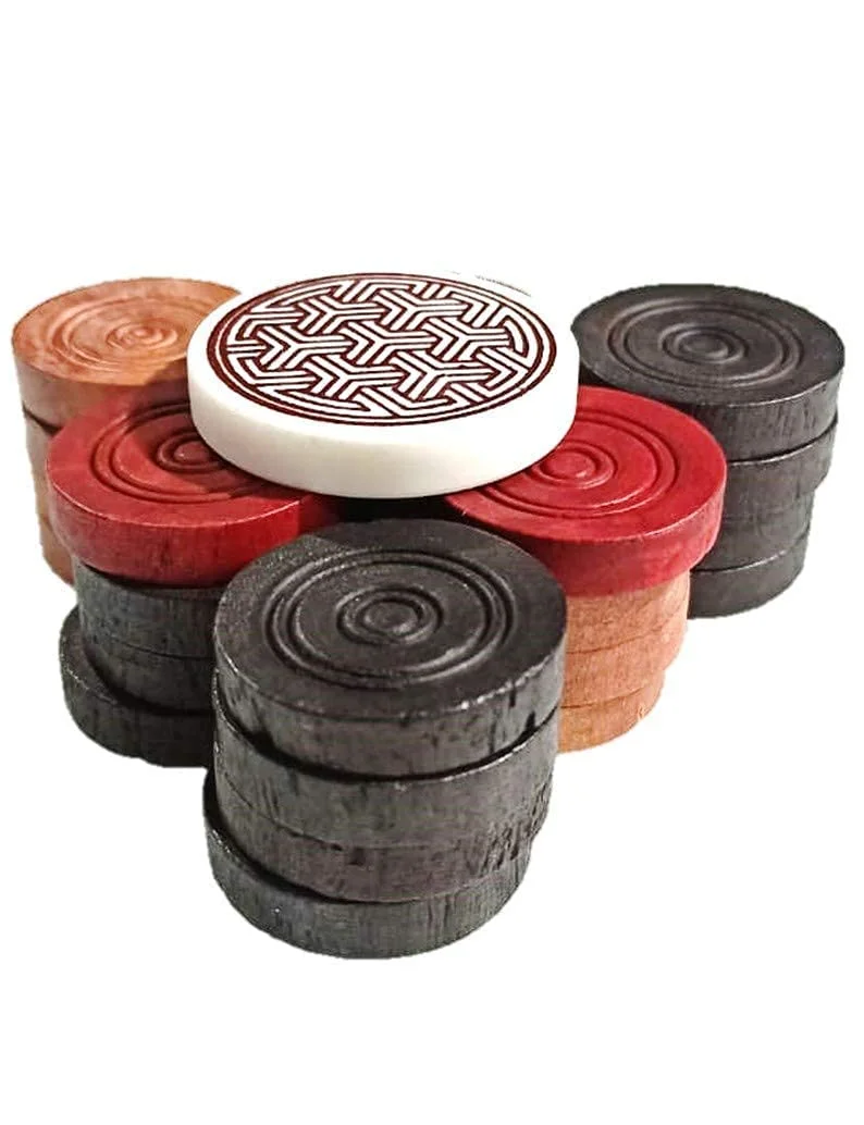Wooden 24 Carrom Coins, (Carrom goti) with 1 Striker